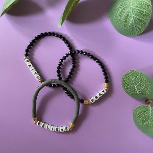 Set of three bead of grace bracelets